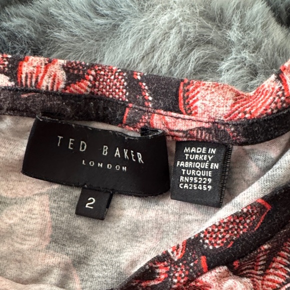 Ted Baker London Black and Pink Floral Short Sleeve Top - Picture 2 of 4